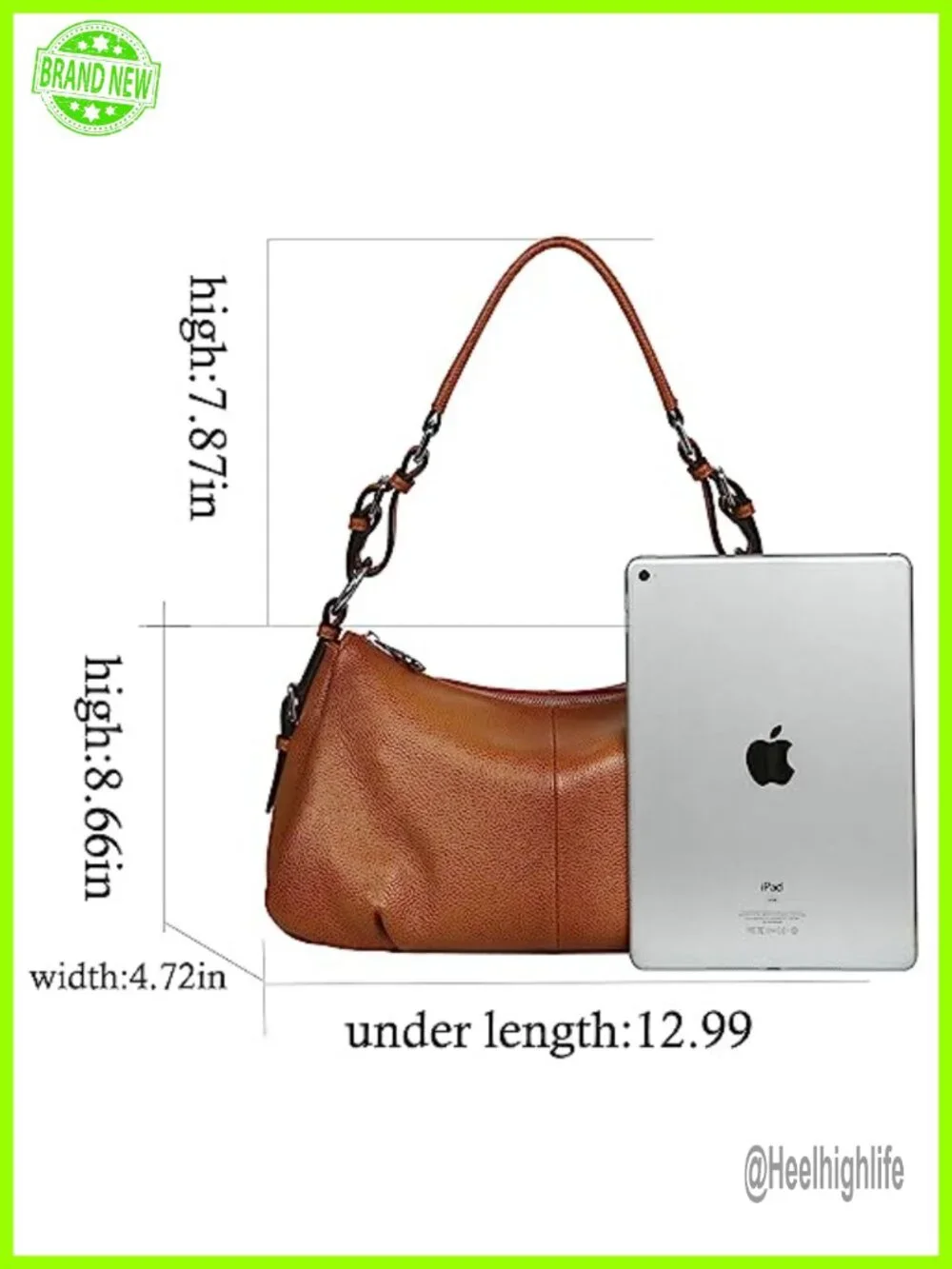 Genuine Leather Large Capacity Hobo Shoulder Tote Crossbody Bag Zippered